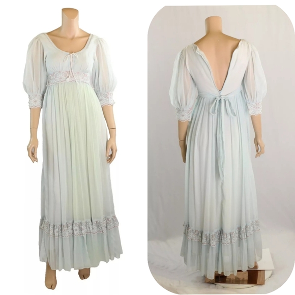 Gunne Sax | Dresses | Gunne Sax Vintage 7s Light Blue Cotton Bohemian ...